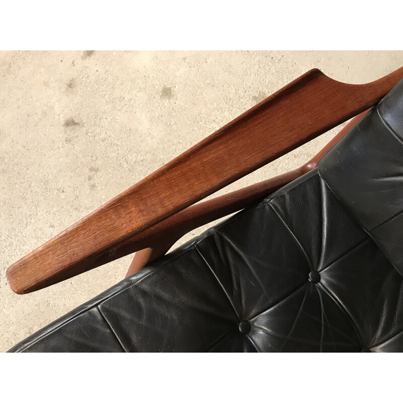 Vintage Z-Chair in leather and teak by Poul Jensen for Selig