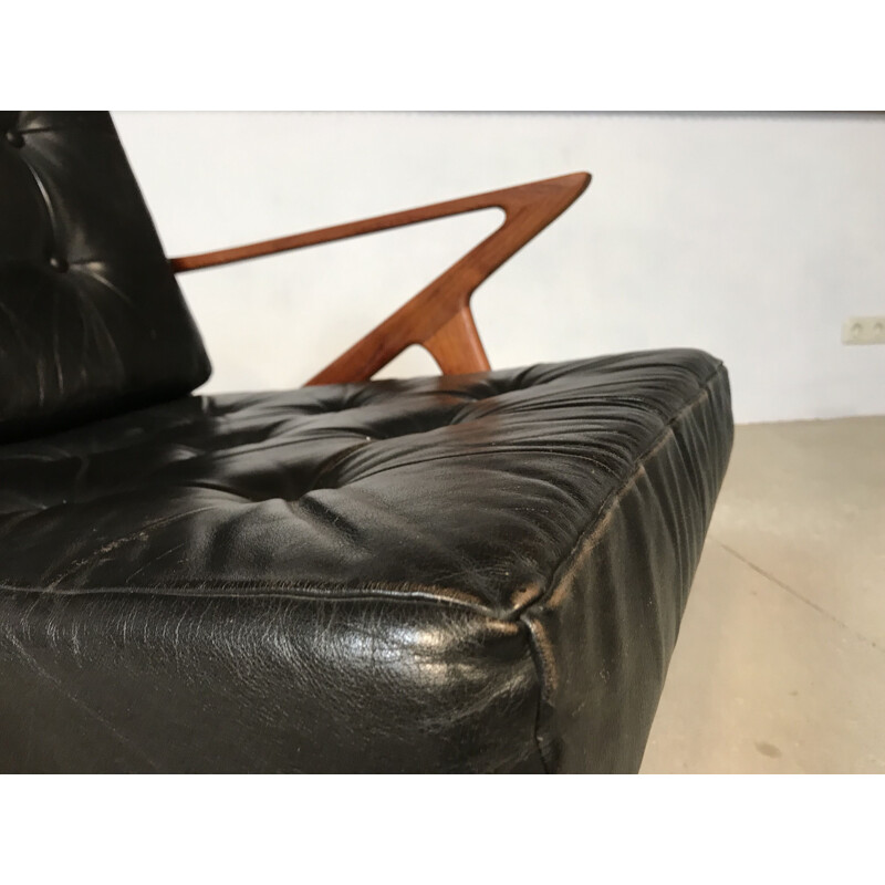 Vintage Z-Chair in leather and teak by Poul Jensen for Selig