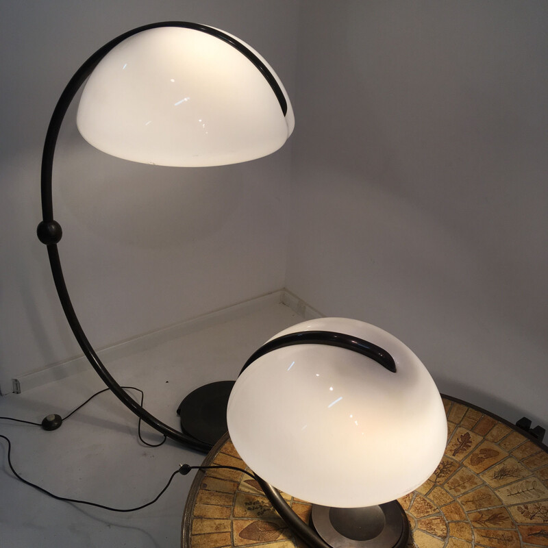 Set of 2 vintage lamps Serpente Elio Martinelli 1968