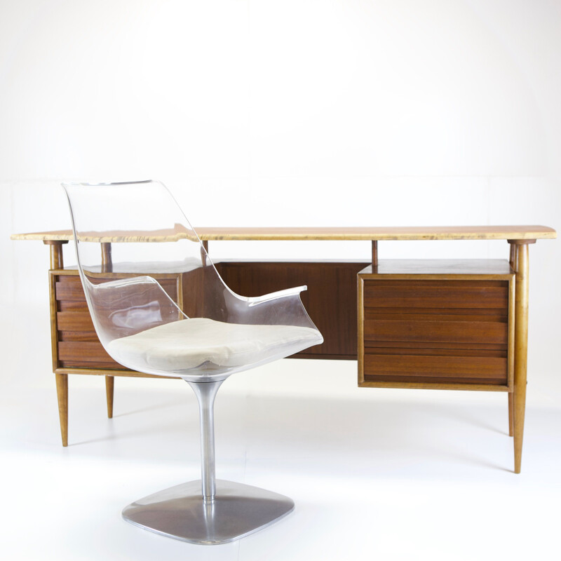 Vintage office desk double sided teak 1960