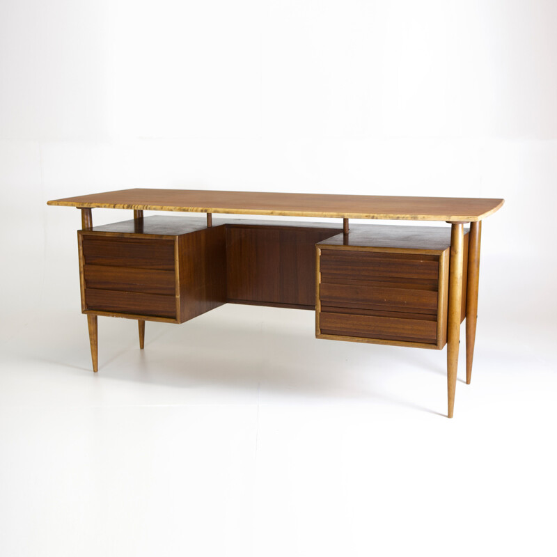 Vintage office desk double sided teak 1960