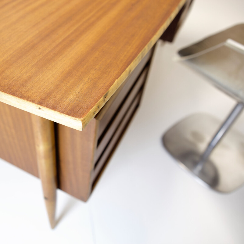 Vintage office desk double sided teak 1960