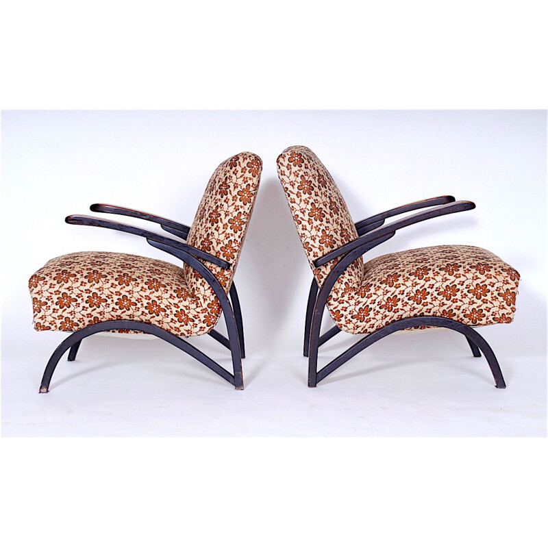 Pair of wooden armchairs by Jindřich Halabala,1950