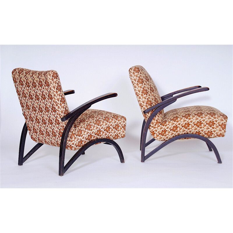 Pair of wooden armchairs by Jindřich Halabala,1950