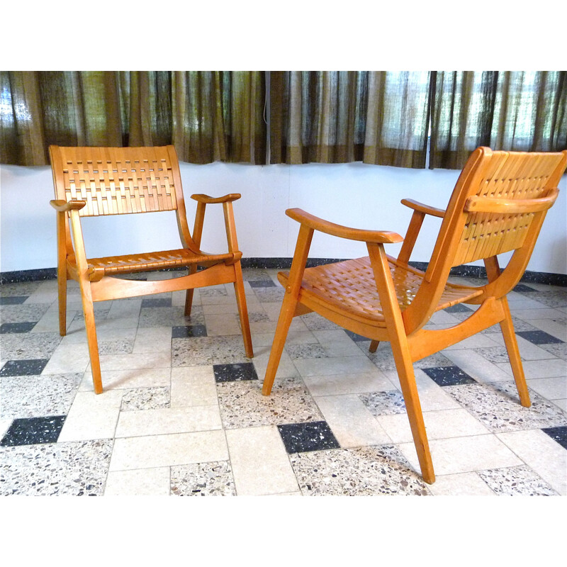 Pair of vintage German Bauhaus armchairs by Erich Diekmann for Gelenks,1930