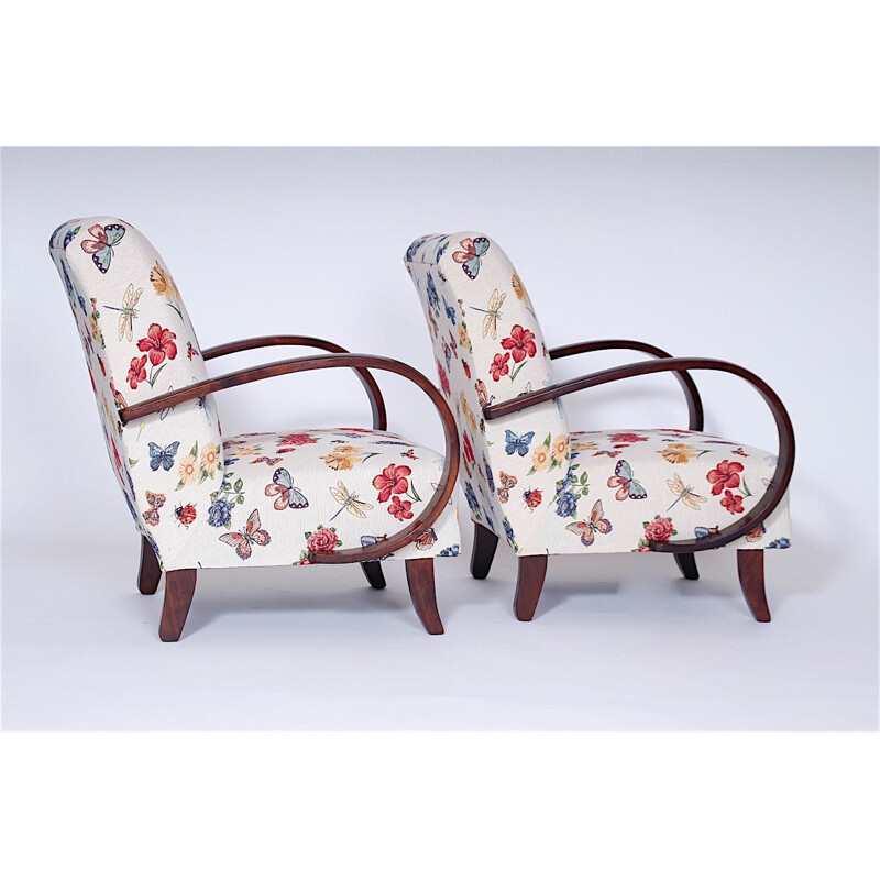 Pair of vintage armchairs by Jindřich Halabala, 1950