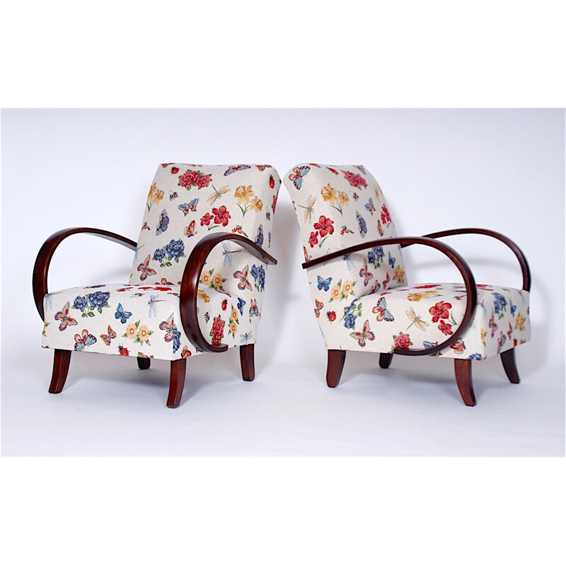 Pair of vintage armchairs by Jindřich Halabala, 1950