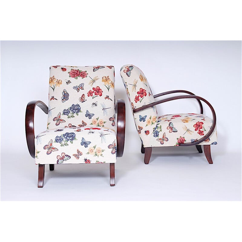 Pair of vintage armchairs by Jindřich Halabala, 1950