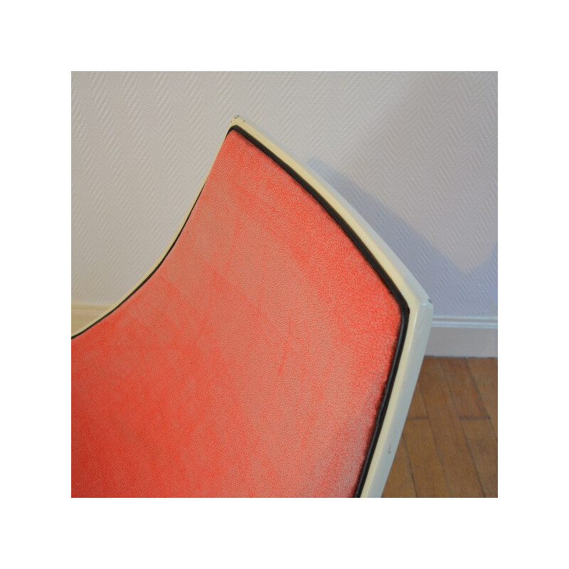 Vintage chair in fiberglass and pink fabric - 1960s