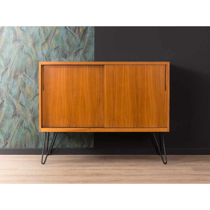 Vintage german dresser in walnut and black steel 1950