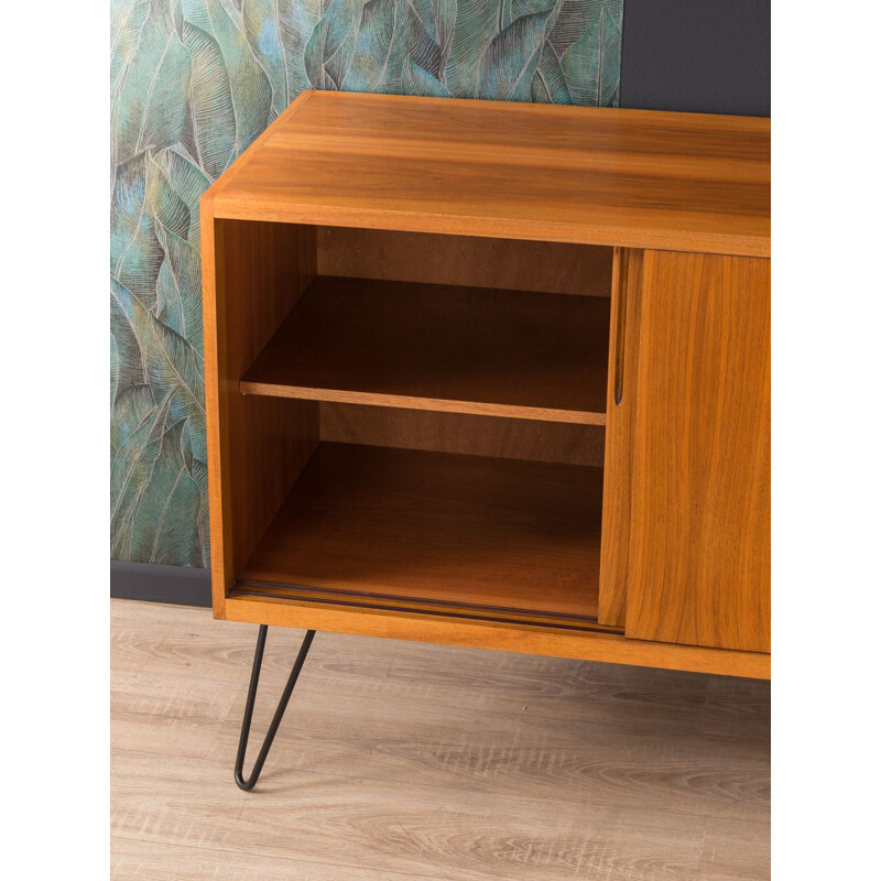 Vintage german dresser in walnut and black steel 1950