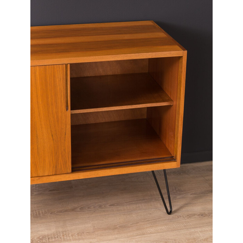 Vintage german dresser in walnut and black steel 1950