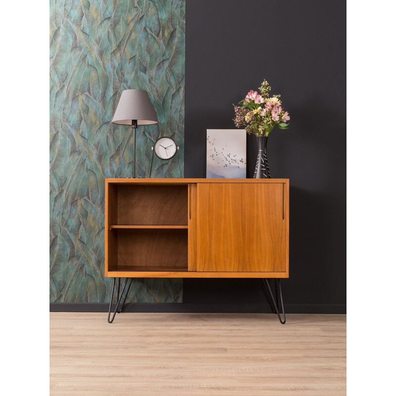 Vintage german dresser in walnut and black steel 1950