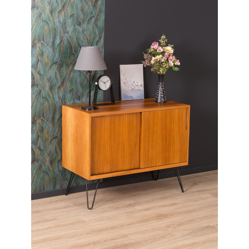 Vintage german dresser in walnut and black steel 1950