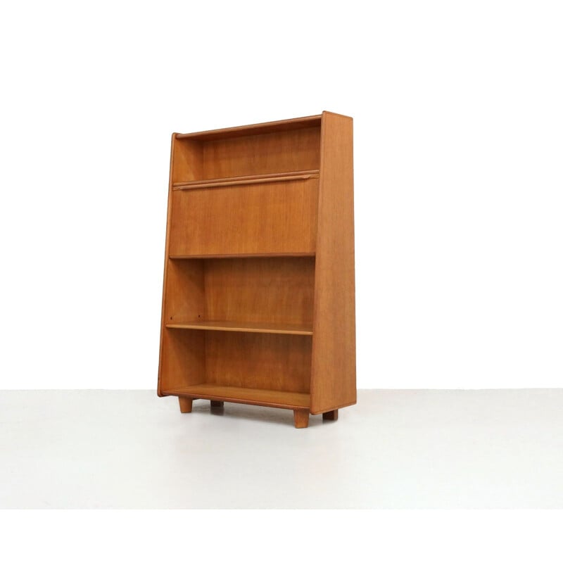 Vintage bookcase writing desk in oak Pastoe BE04 by Cees Braakman