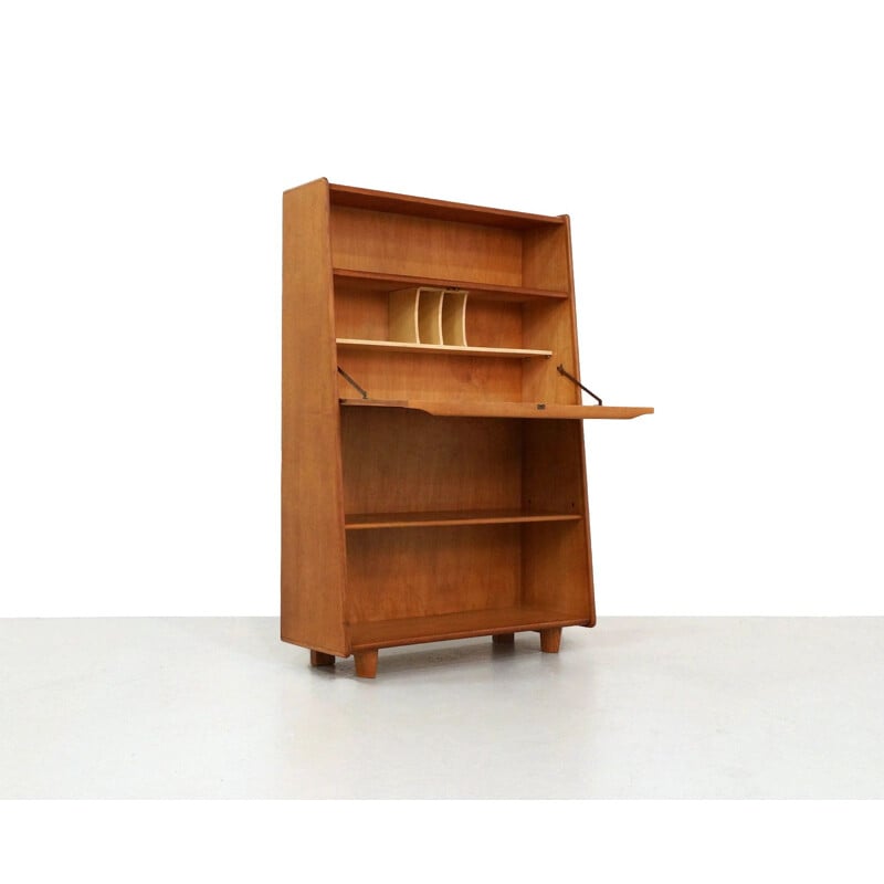 Vintage bookcase writing desk in oak Pastoe BE04 by Cees Braakman