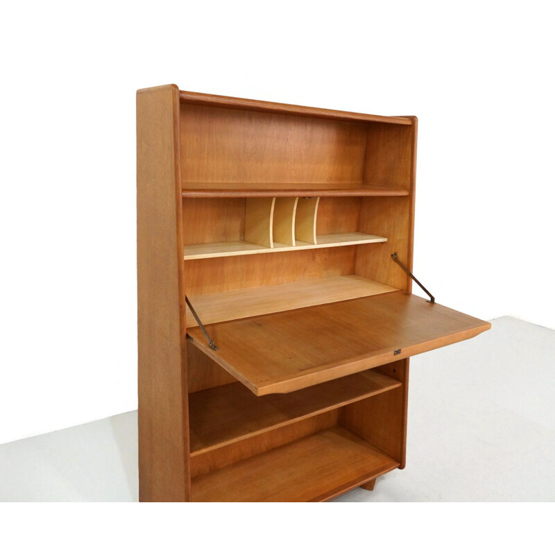 Vintage bookcase writing desk in oak Pastoe BE04 by Cees Braakman