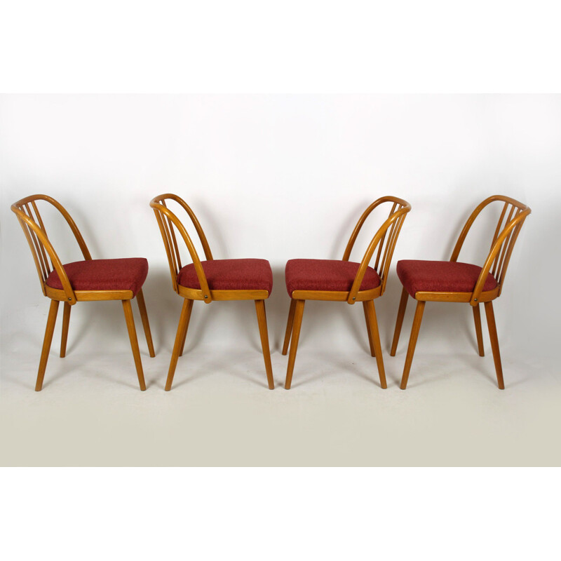 Set of 4 vintage dining chairs by Antonin Suman for Ton 1966