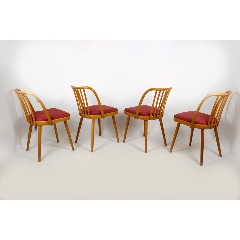 Set of 4 vintage dining chairs by Antonin Suman for Ton 1966