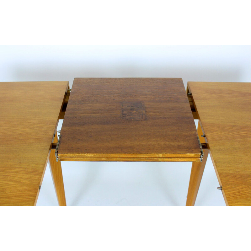 Table pliante vintage carrée en chêne par Jitona années 1960