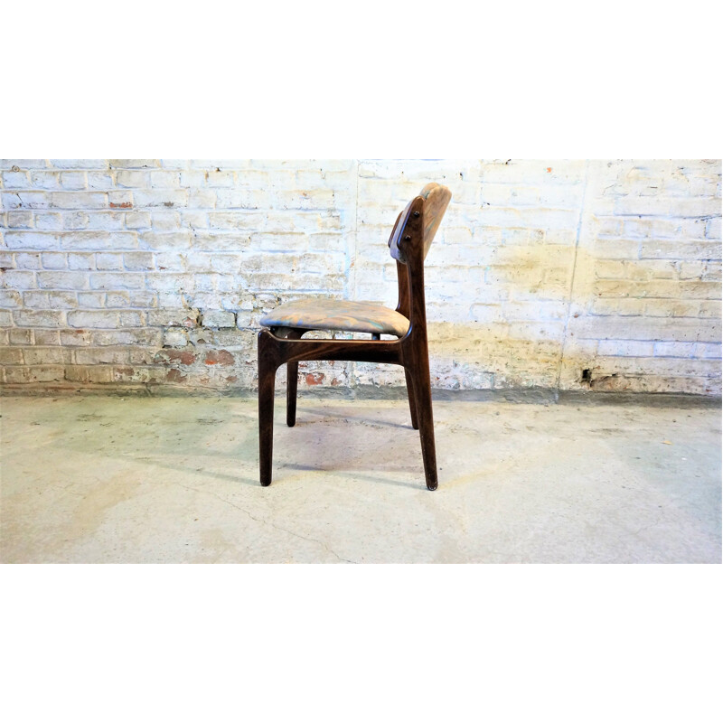 Ensemble de 4 chaises vintage modèle 49 en palissandre par Erik Buch pour Odense mobelfabrik