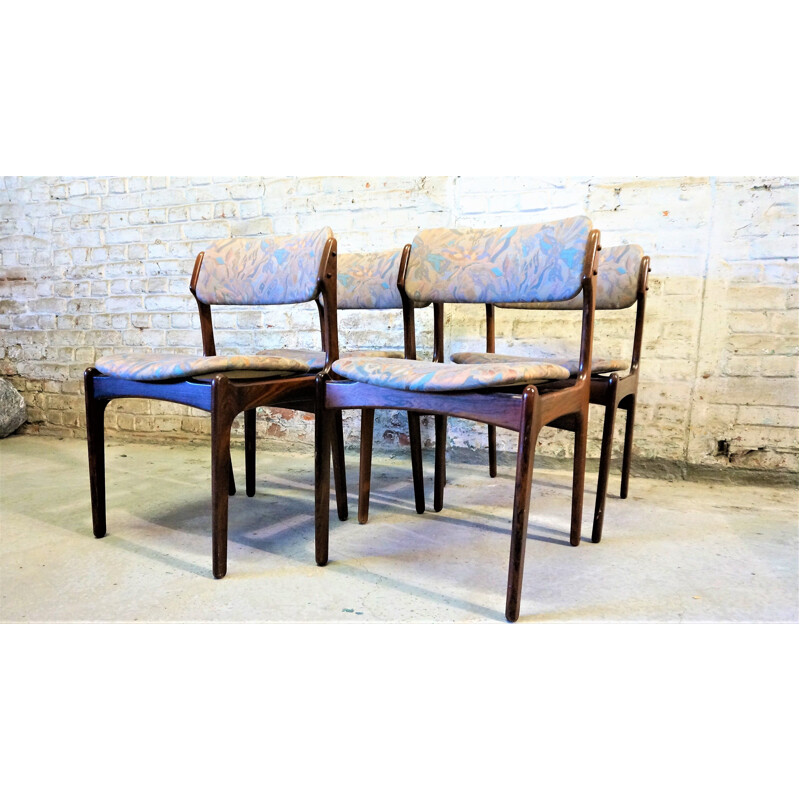 Set of 4 vintage chairs model 49 in rosewood by Erik Buch for Odense mobelfabrik