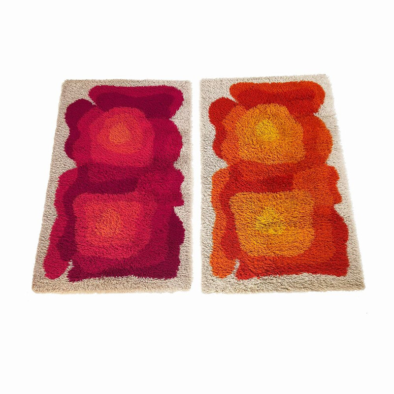 Set of 2 vintage rugs Pop art pattern by Desso, Netherlands 1970s