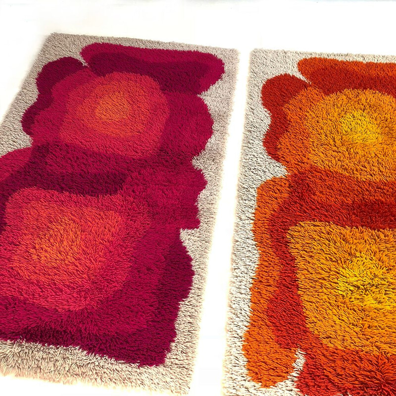 Set of 2 vintage rugs Pop art pattern by Desso, Netherlands 1970s