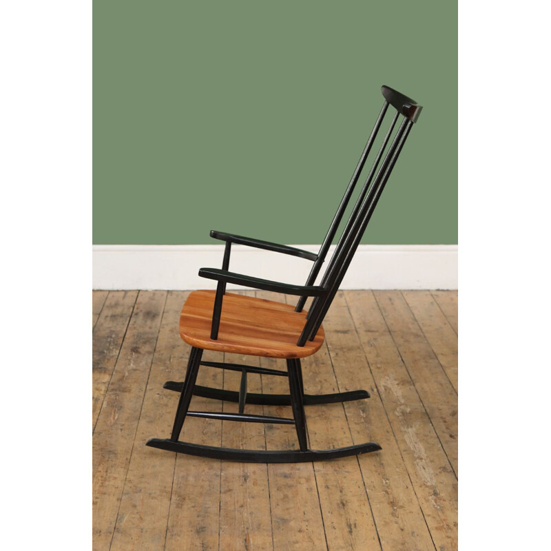 Vintage Rocking Chair in teak and black spindleback 1960s