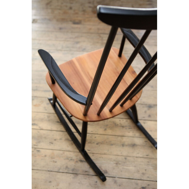 Vintage Rocking Chair in teak and black spindleback 1960s