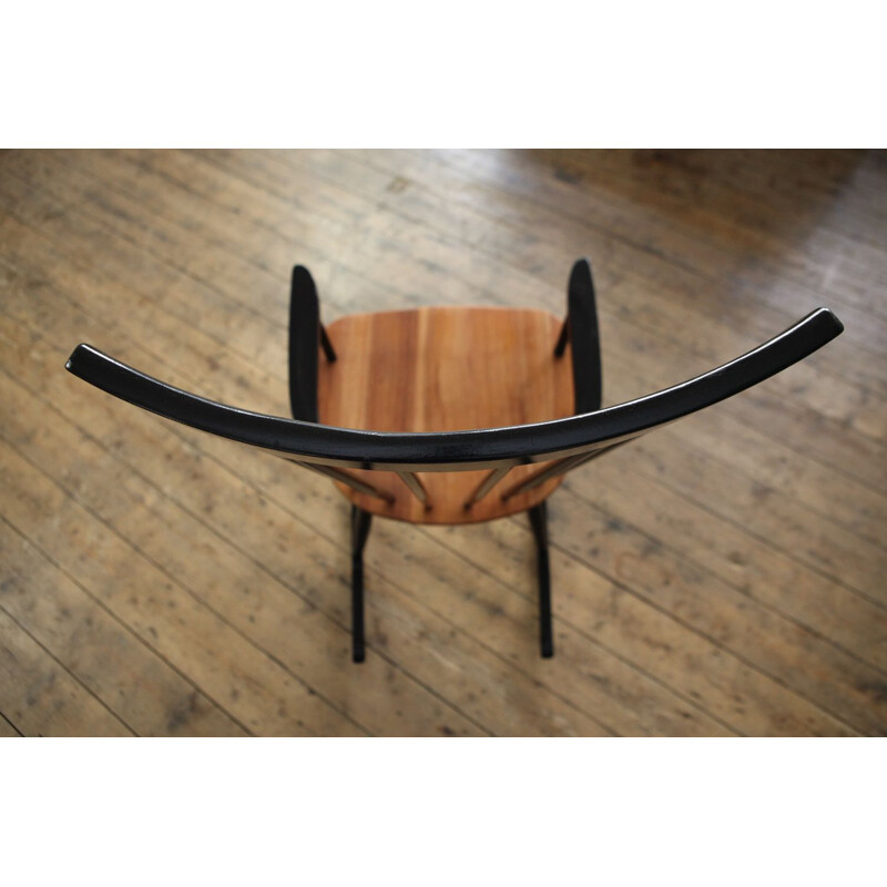 Vintage Rocking Chair in teak and black spindleback 1960s