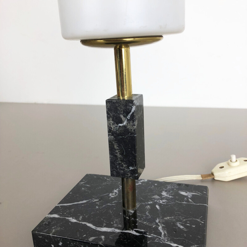 Vintage black marble table lamp, Italy 1950