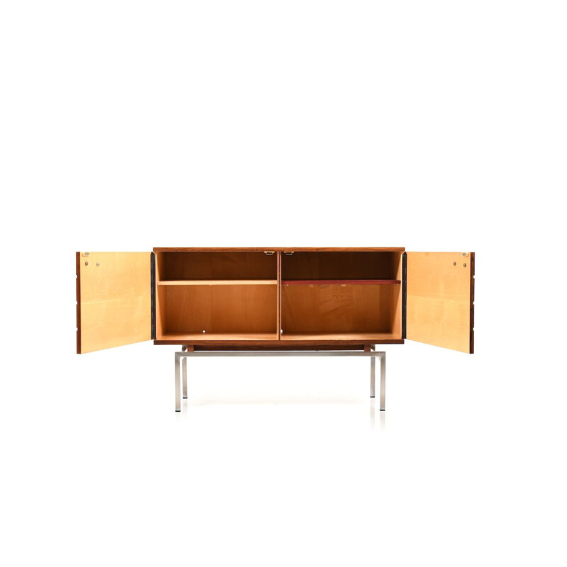 Vintage Sideboard wood and chrome Scandinavian 1950s 