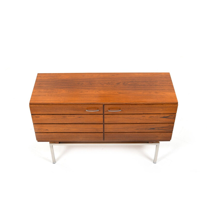 Vintage Sideboard wood and chrome Scandinavian 1950s 