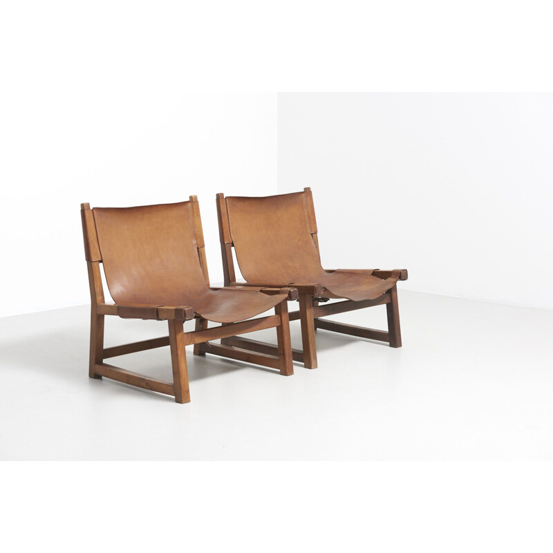 Set of 4 vintage armchairs Riaza in walnut by Paco Muñoz for Darro Spain 1959