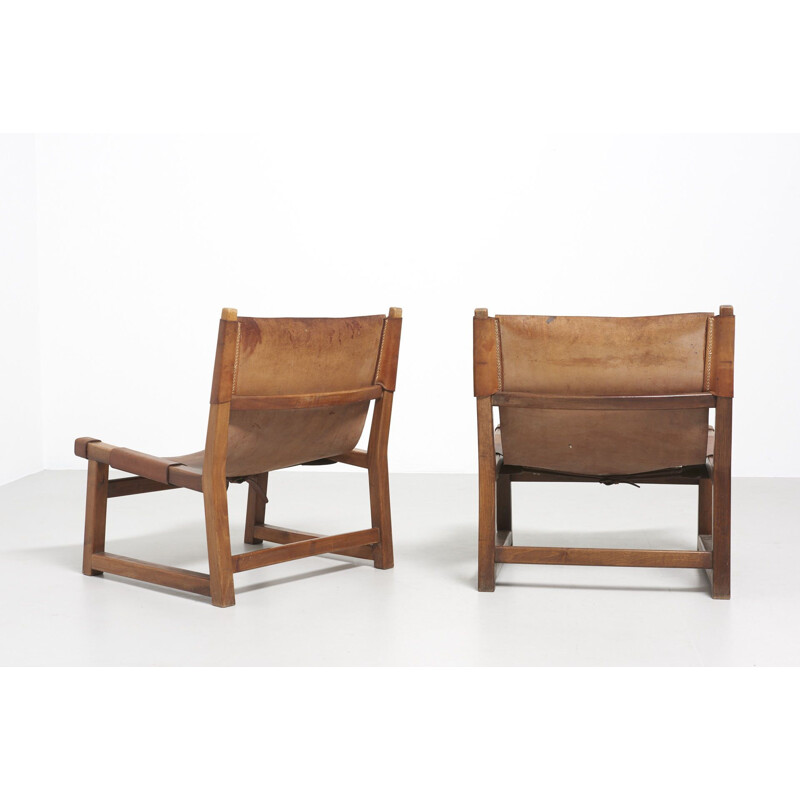 Set of 4 vintage armchairs Riaza in walnut by Paco Muñoz for Darro Spain 1959