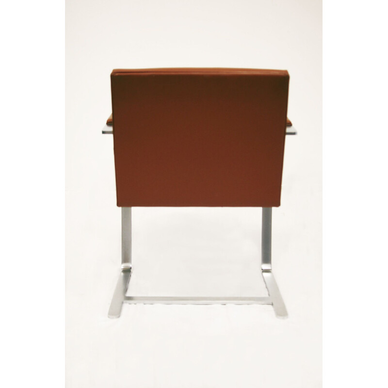 Vintage Brno fauteuil van Mies Van Der Rohe voor Knoll in bruin leer