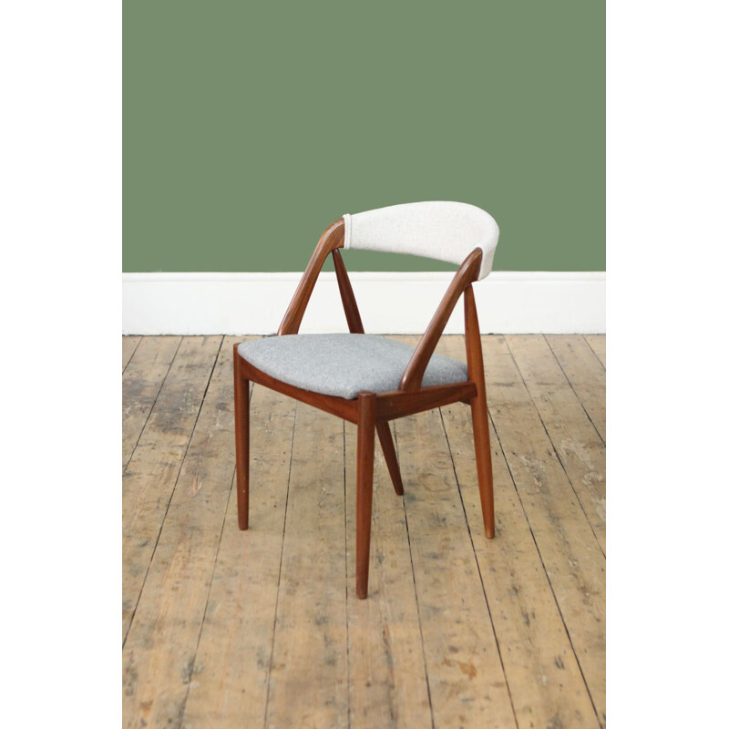 Set of 4 vintage model 31 chairs by Kristiansen in teak and grey wool 1950