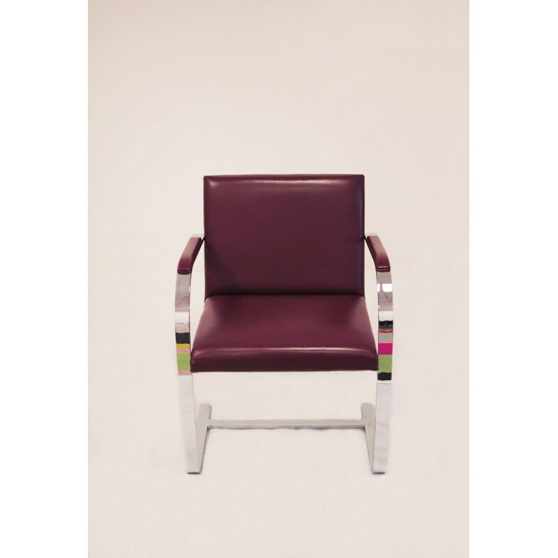 Vintage Brno armchair by Mies van der Rohe for Knoll in burgundy leather