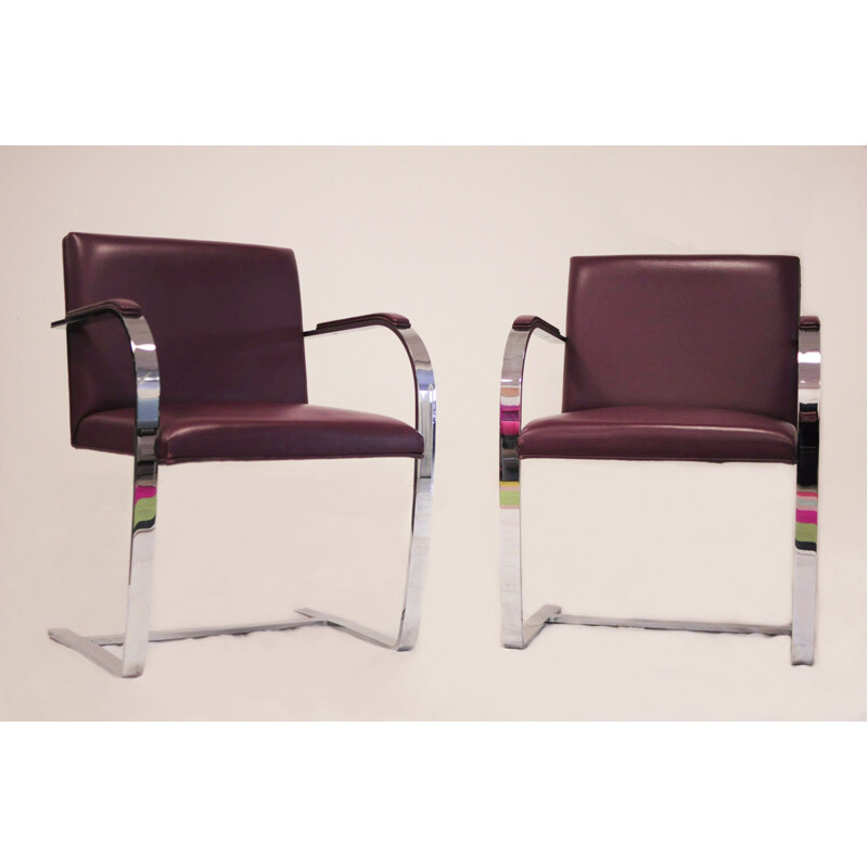 Vintage Brno armchair by Mies van der Rohe for Knoll in burgundy leather