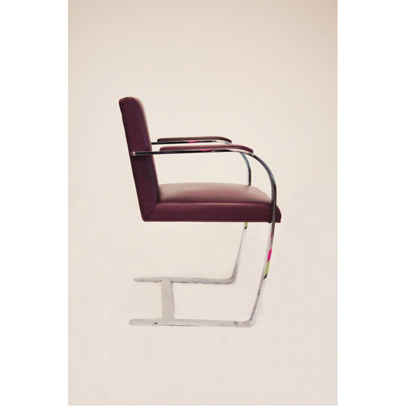 Vintage Brno armchair by Mies van der Rohe for Knoll in burgundy leather