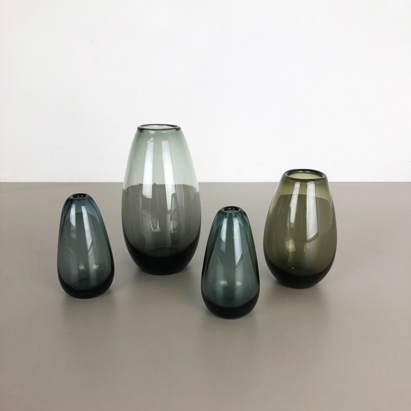 Ensemble de 4 vases vintage allemands Turmalin pour WMF en verre 1960