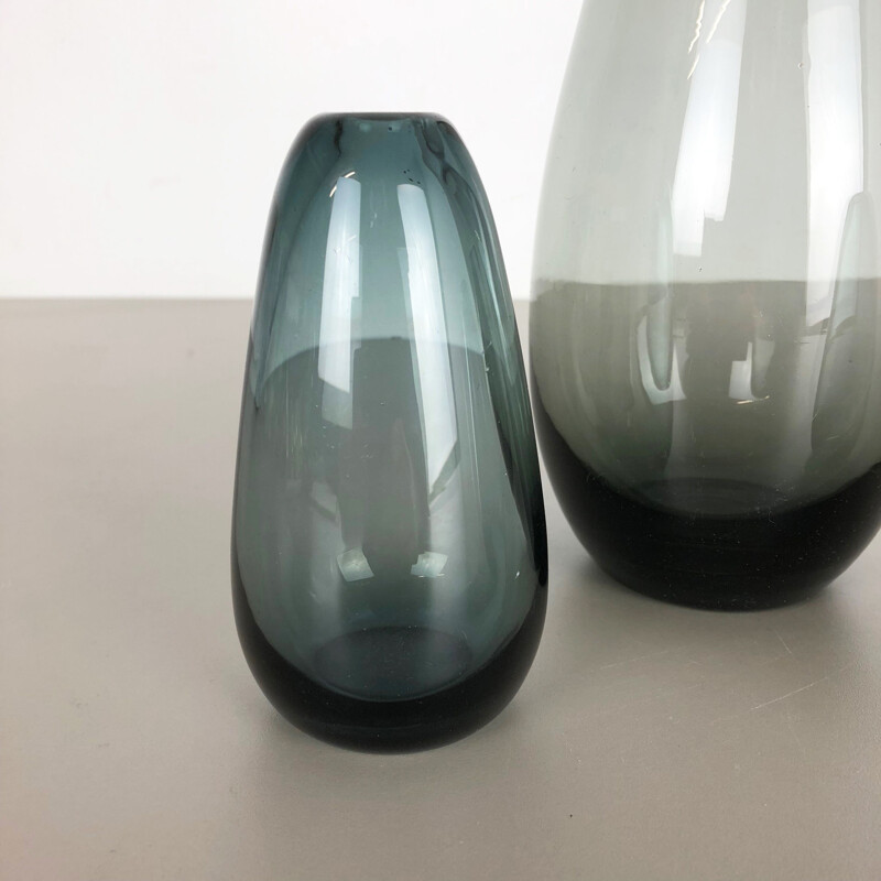 Set of 4 vintage german Turmalin vases for WMF in glass 1960