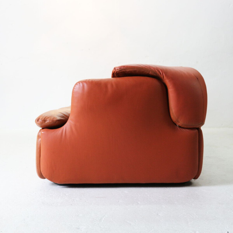 Vintage Confidential sofa for Saporiti in brown leather and steel 1970