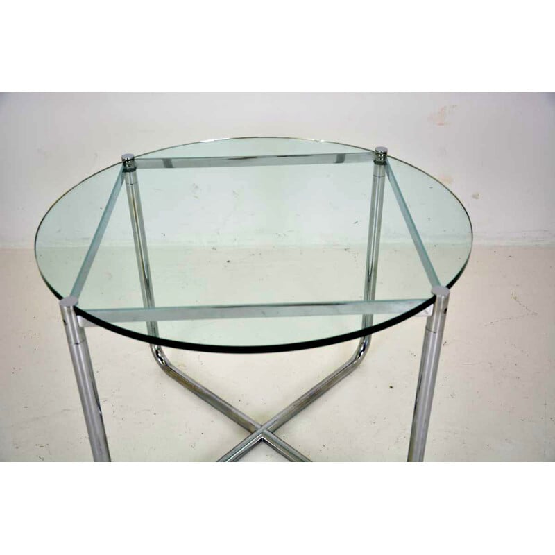 Table vintage MR pour Knoll en acier chromé et verre 1970