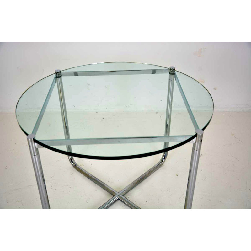 Vintage MR table for Knoll in chromed steel and glass 1970