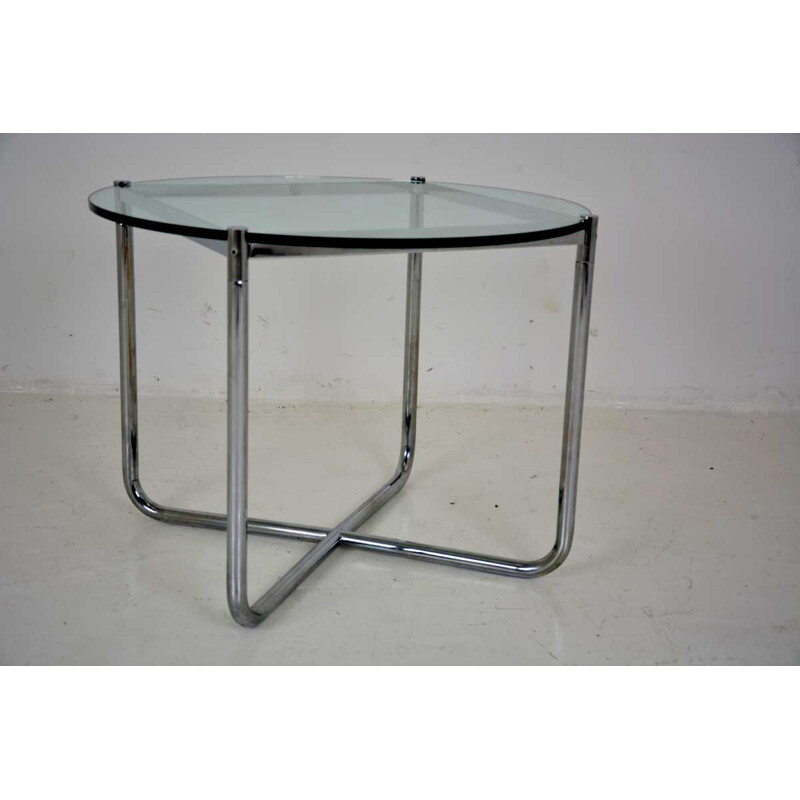 Vintage MR table for Knoll in chromed steel and glass 1970