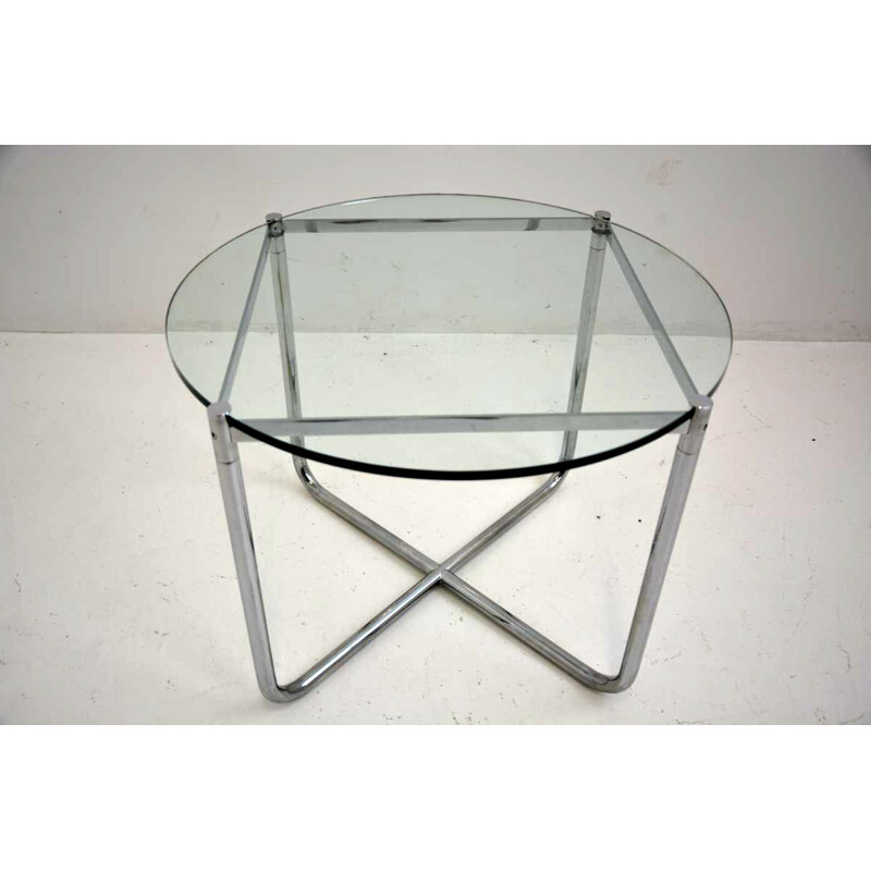 Vintage MR table for Knoll in chromed steel and glass 1970