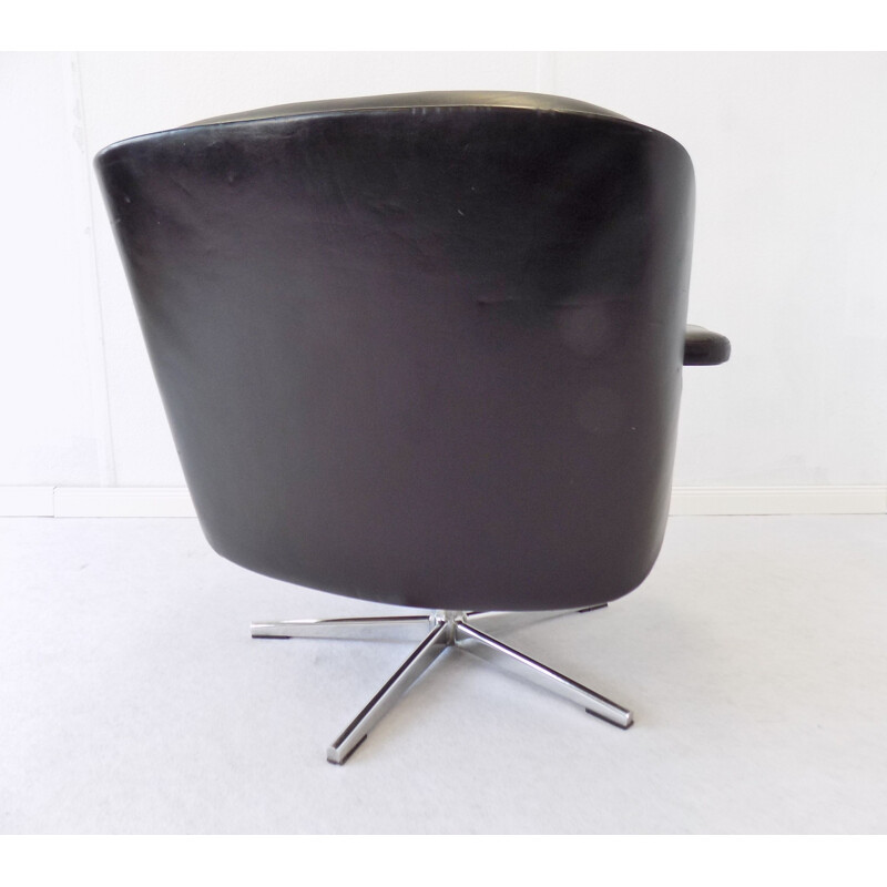 Vintage lounge chair by Schmidt in black leather 1960