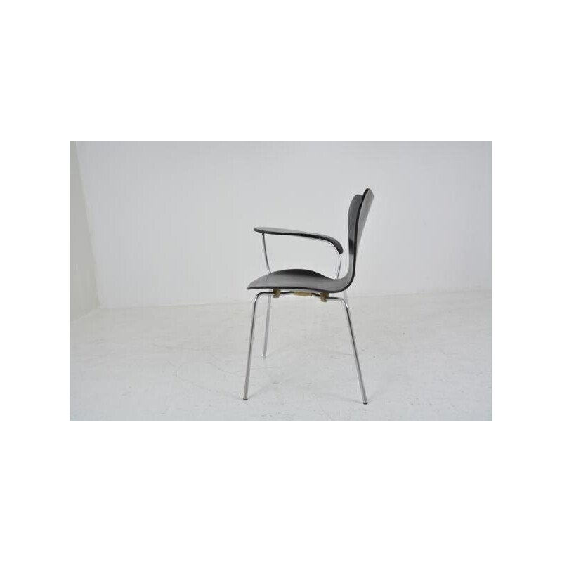 Vintage writing armchair series 7 for Fritz Hansen in wood and steel 1960